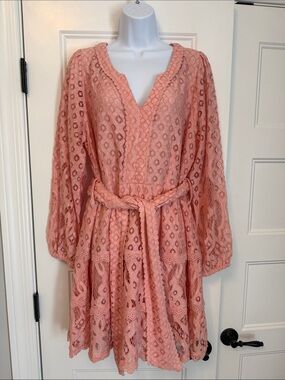 Roller Rabbit Pink Crochet Lace Mini Dress